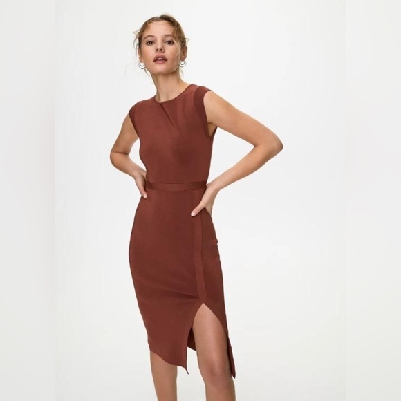 Aritzia Babaton Business Dress In Cider Gold Rust Color Size M Rare Find! - Picture 2 of 14